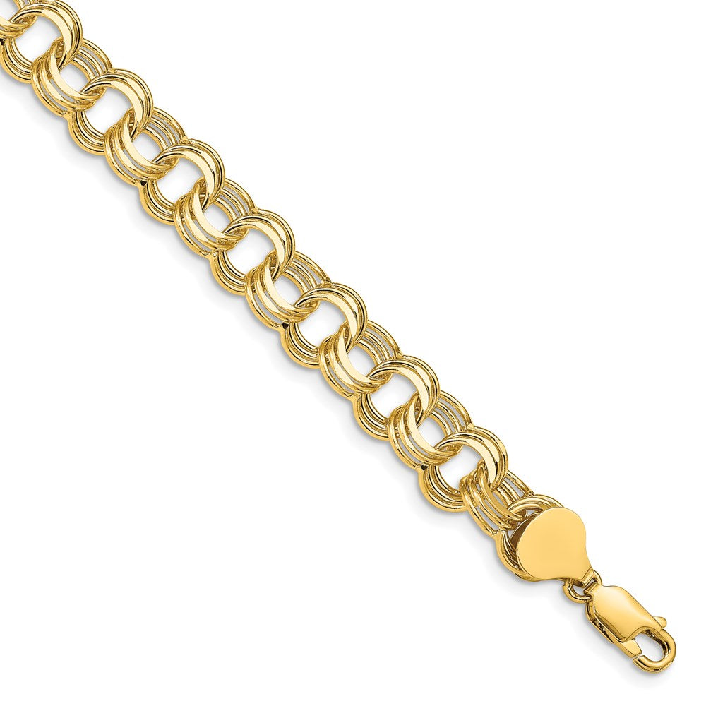 14k Solid Triple Link Charm Bracelet