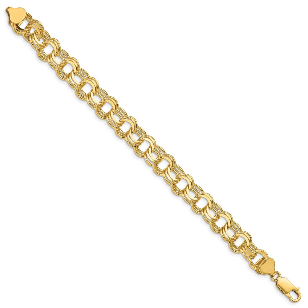 14k Solid Triple Link Charm Bracelet