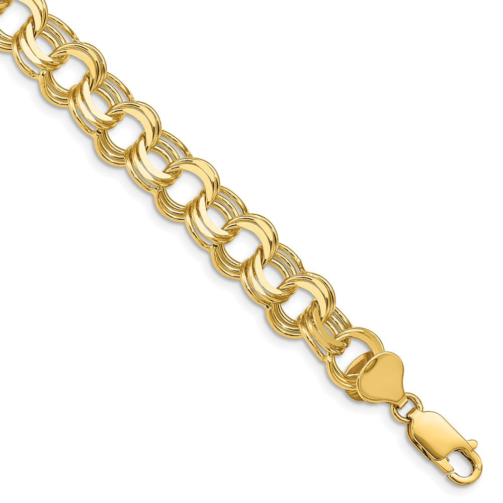 14k Solid Triple Link Charm Bracelet