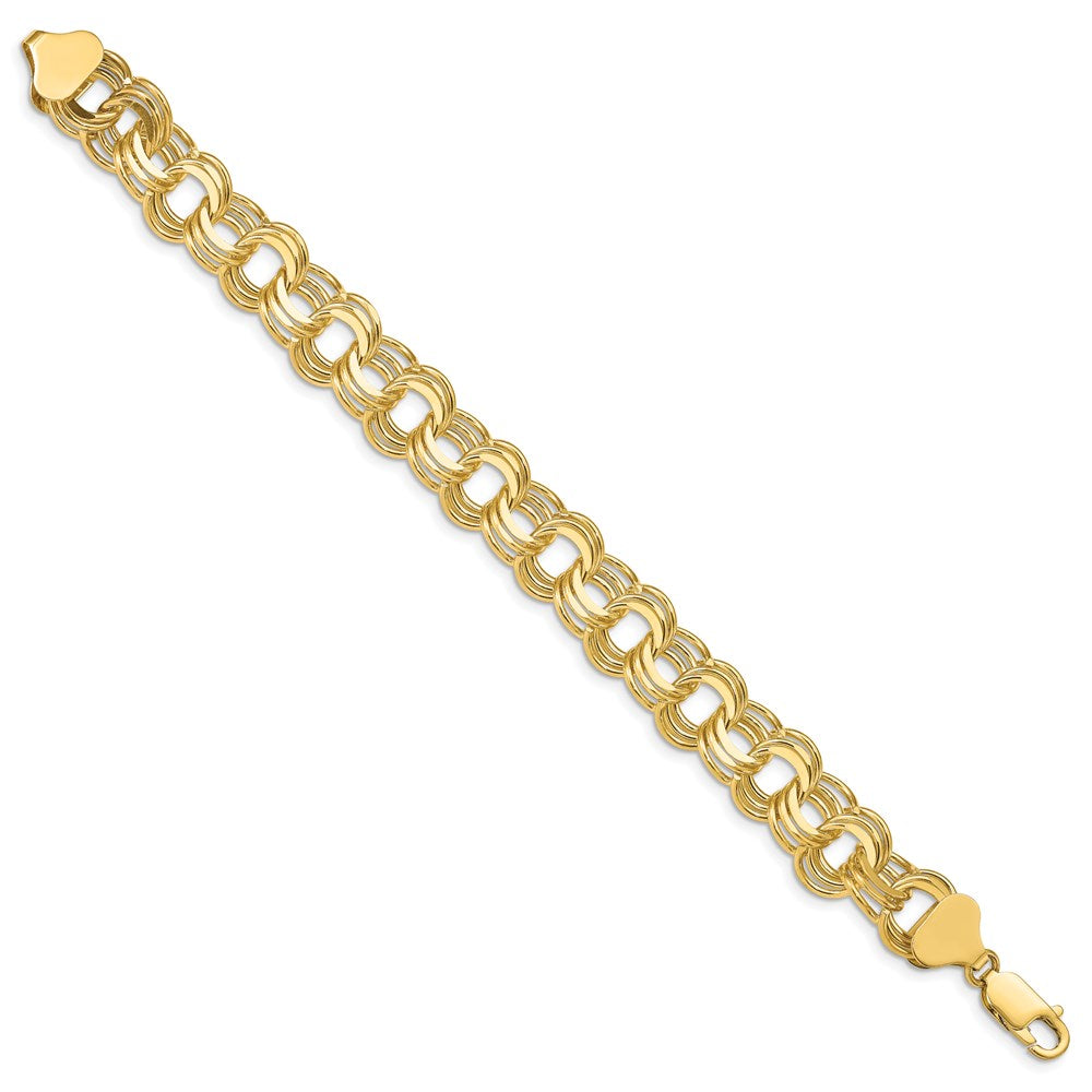 14k Solid Triple Link Charm Bracelet