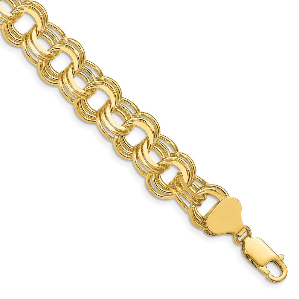 14k Solid Triple Link Charm Bracelet