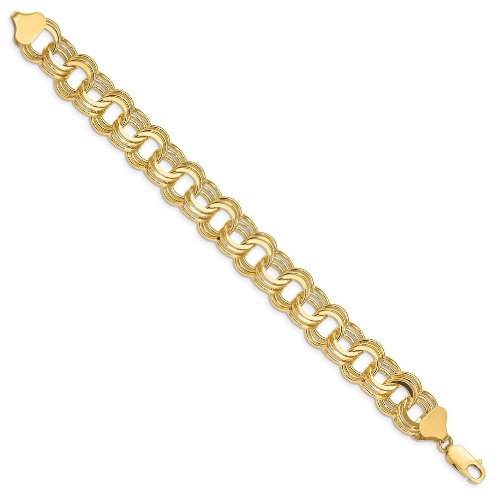 14k Solid Triple Link Charm Bracelet