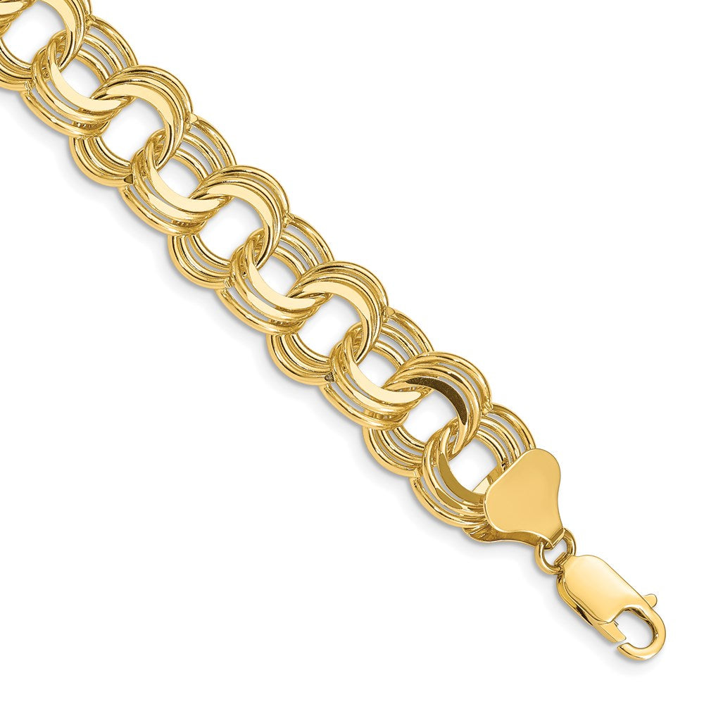 14k Solid Triple Link Charm Bracelet