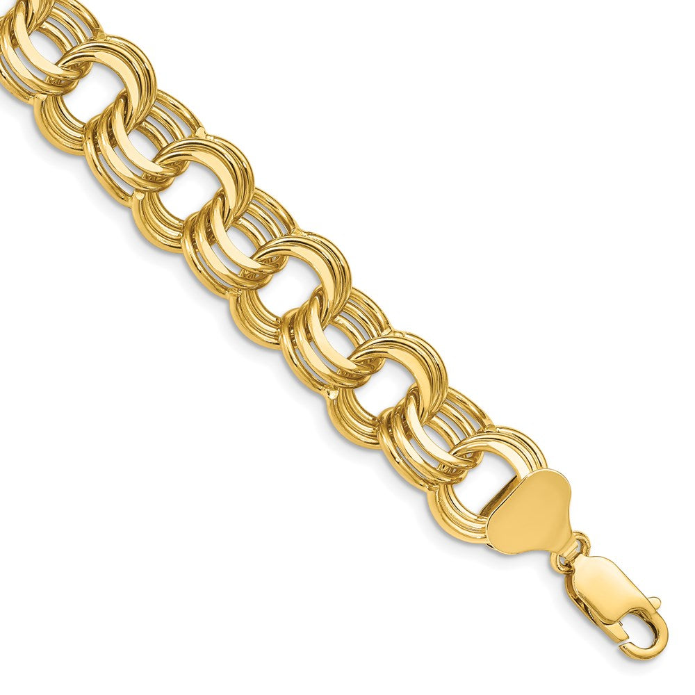 14k Solid Triple Link Charm Bracelet