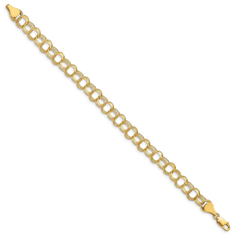 14k Solid Triple Link Charm Bracelet
