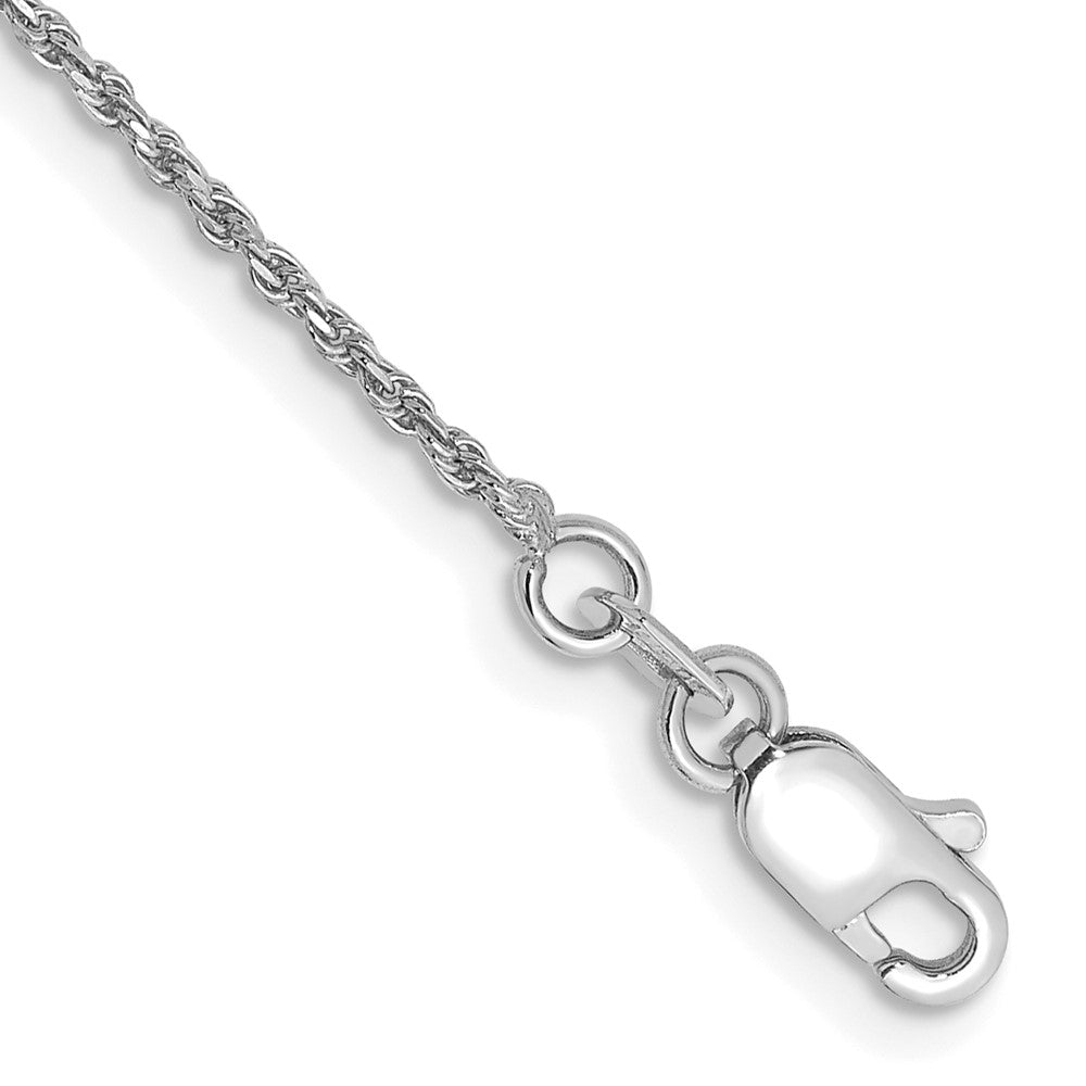 14K White Gold Diamond-cut Machine Made Rope with Lobster Clasp Chain Anklet