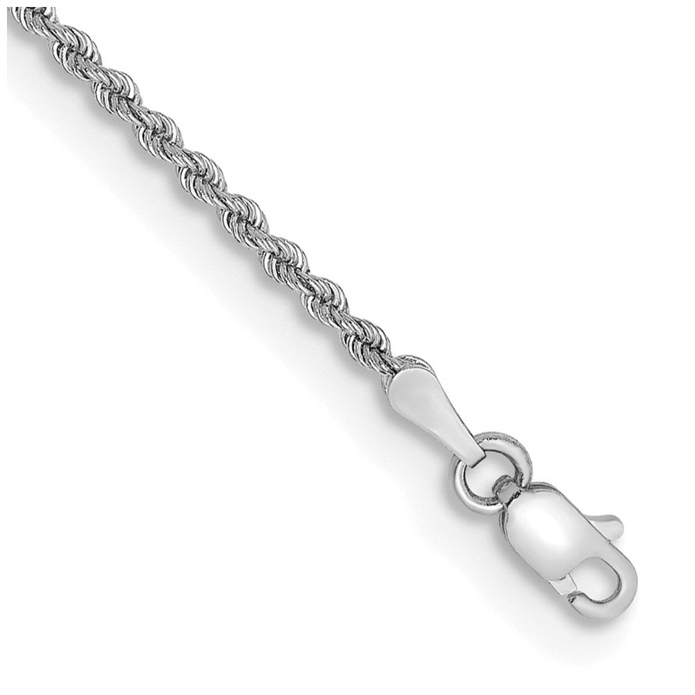 14K White Gold 7 inch 2mm Regular Rope with Lobster Clasp Chain