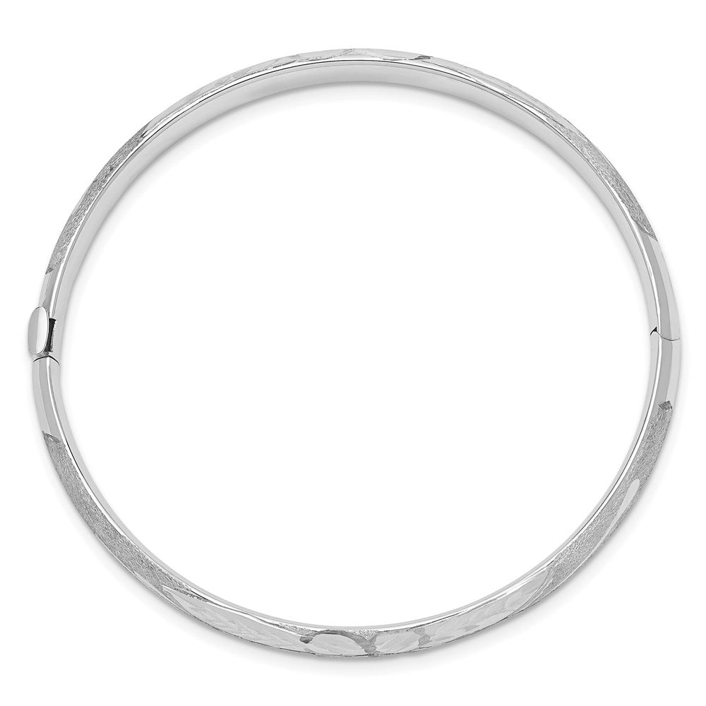 14k 3/16 White Gold Florentine Hinged Baby Bangle