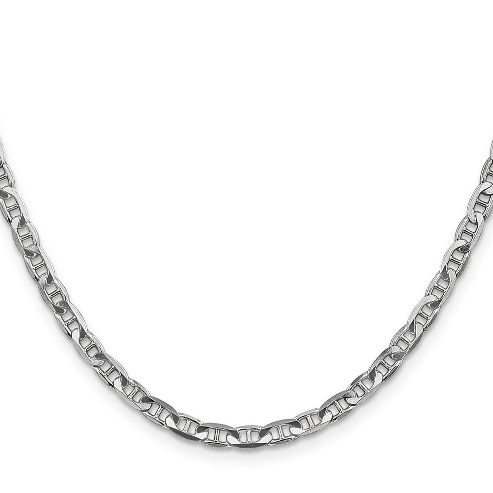 14K White Gold Concave Anchor with Lobster Clasp Chain