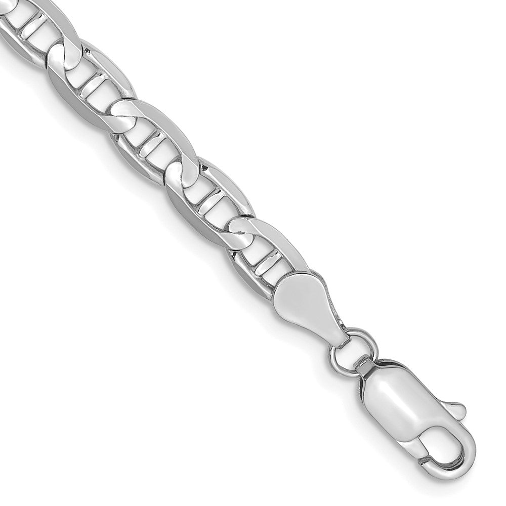 14K White Gold 7 inch 4.5mm Concave Anchor with Lobster Clasp Bracelet