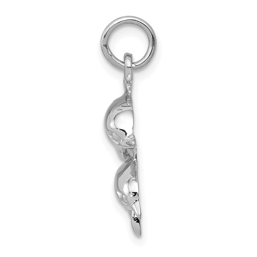 14k White Gold Dolphin Pair Charm