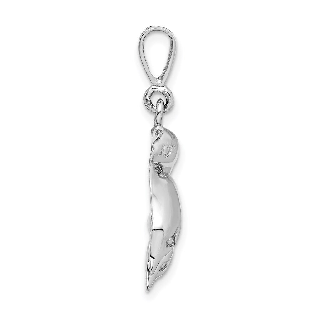 14k White Gold Polished Three Dolphin Charm