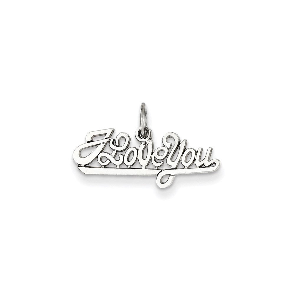 14k White Gold I Love You Charm
