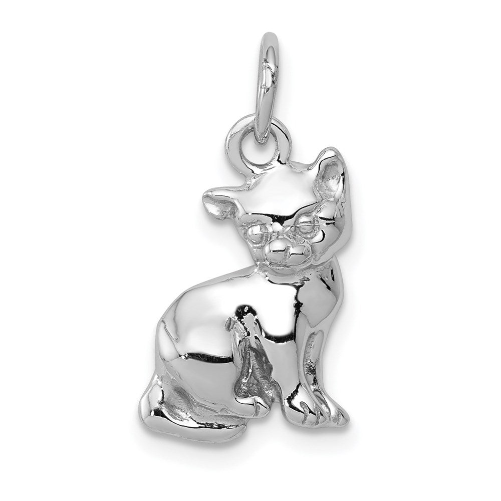 14k White Gold Cat Charm