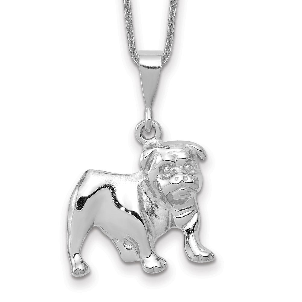 14k White Gold Bulldog Necklace