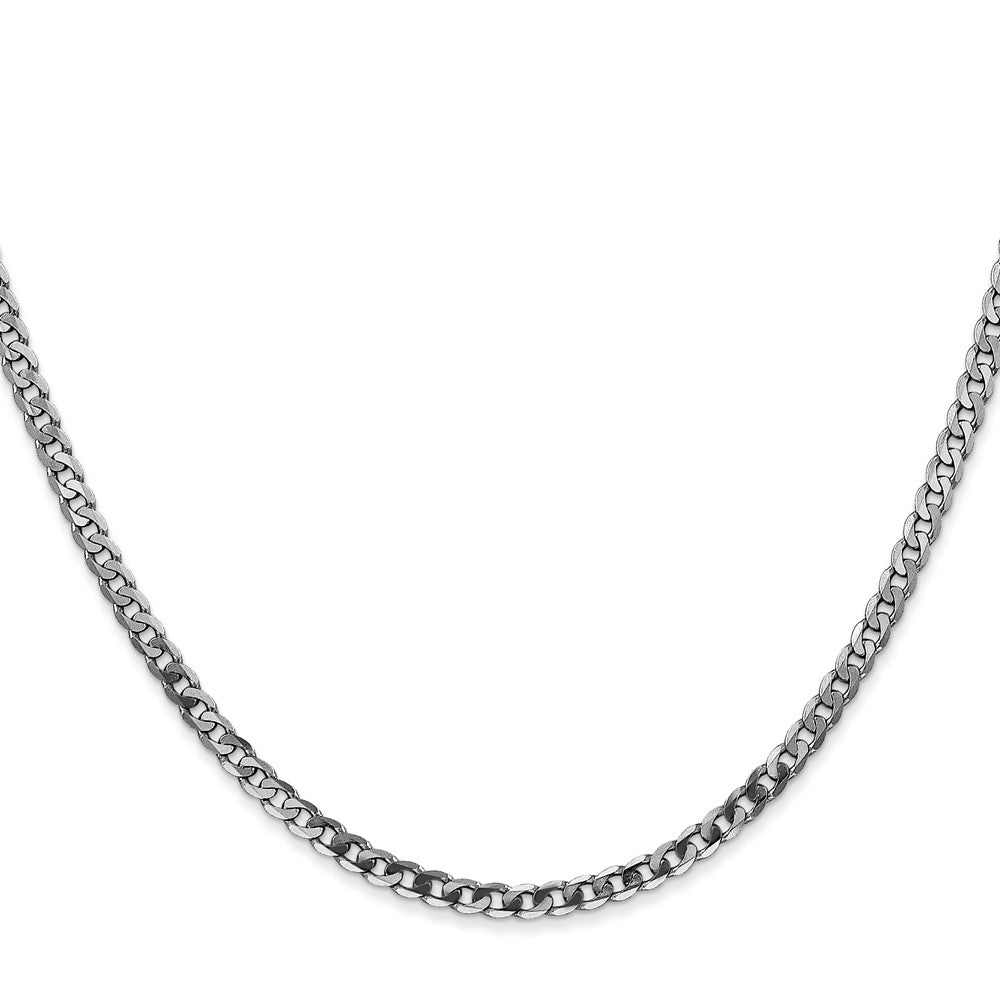 14K White Gold Flat Beveled Curb with Lobster Clasp Chain