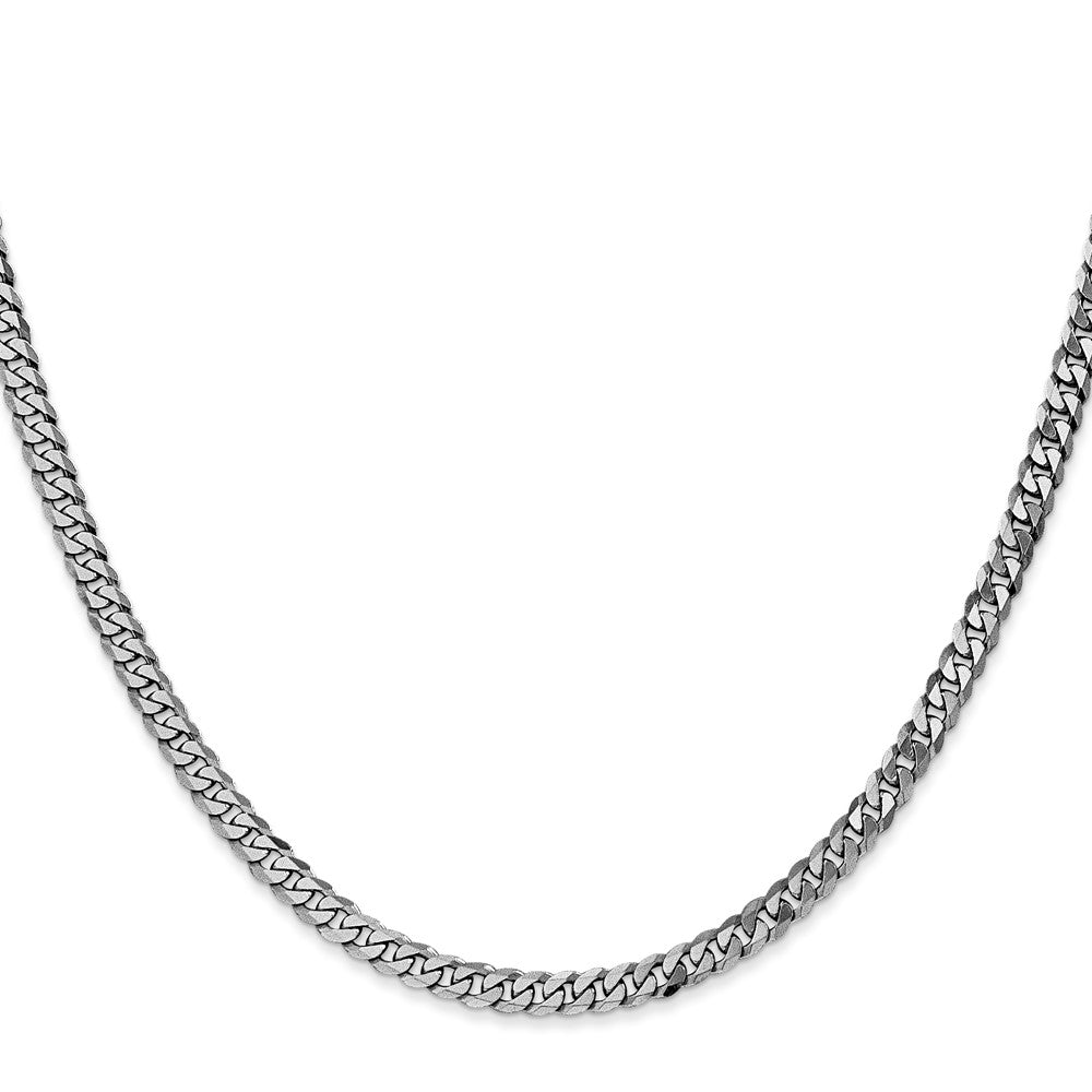 14K White Gold Flat Beveled Curb with Lobster Clasp Chain