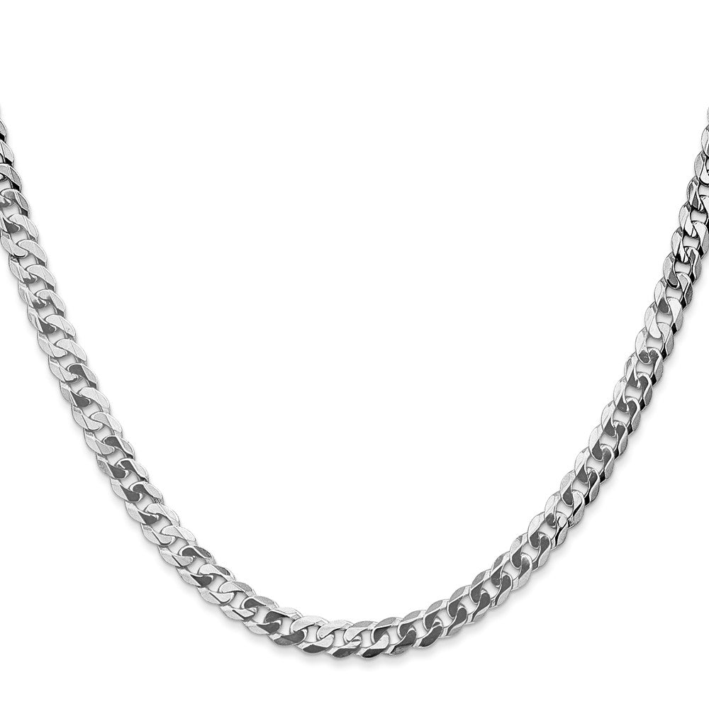 14K White Gold Flat Beveled Curb with Lobster Clasp Chain