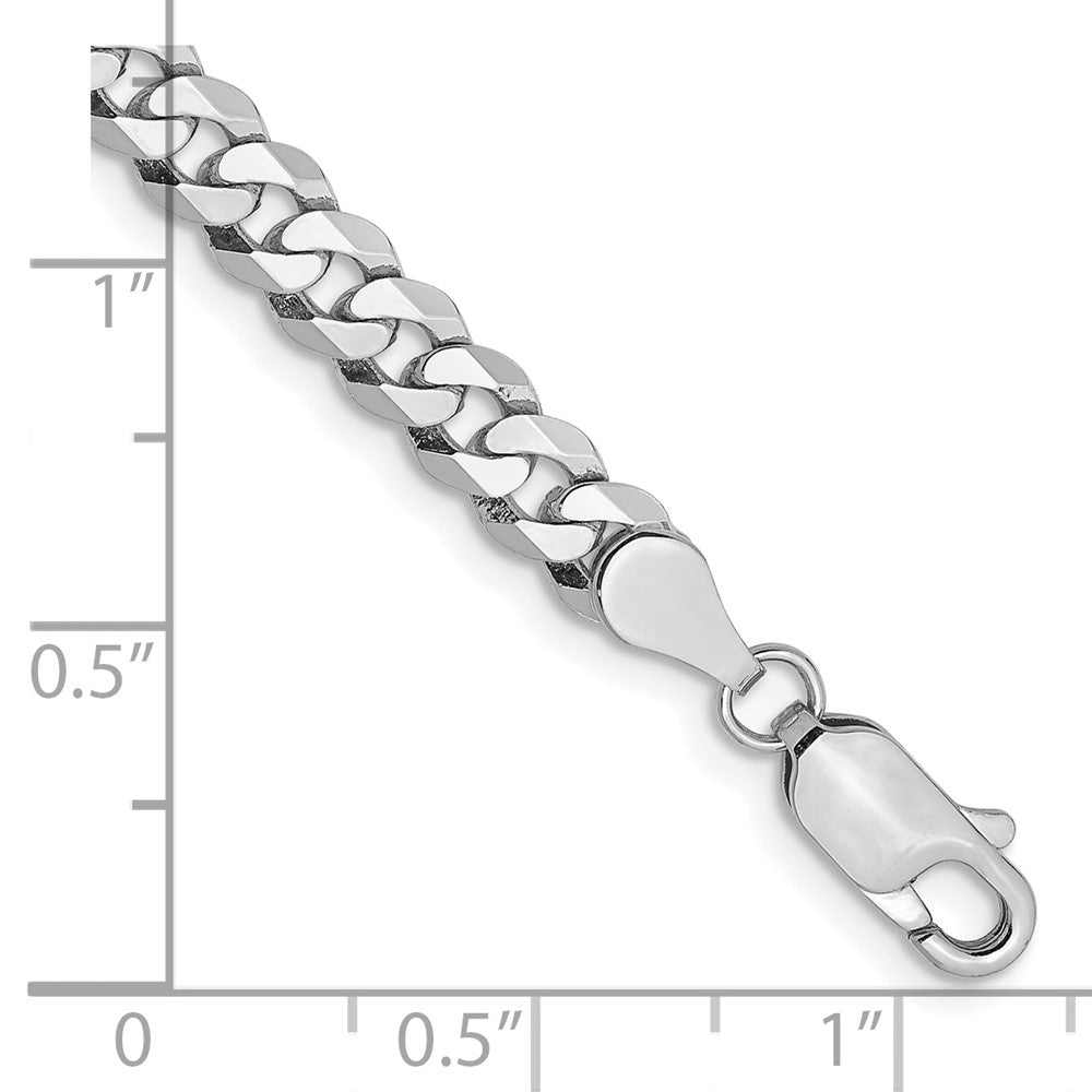 14K White Gold Flat Beveled Curb with Lobster Clasp Bracelet