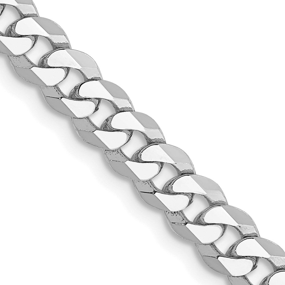 14K White Gold Flat Beveled Curb with Lobster Clasp Chain