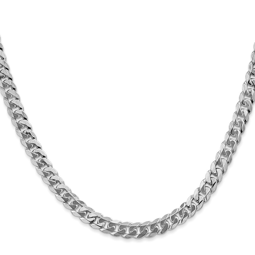 14K White Gold Flat Beveled Curb with Lobster Clasp Chain