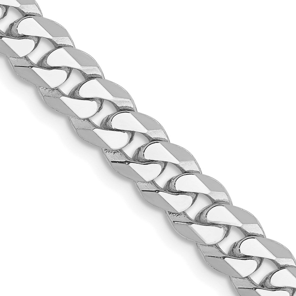 14K White Gold Flat Beveled Curb with Lobster Clasp Chain