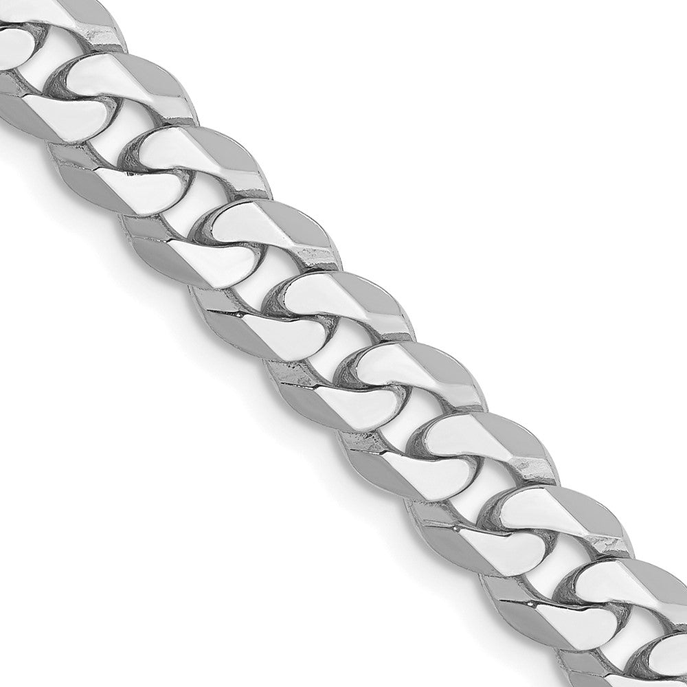 14K White Gold Flat Beveled Curb with Lobster Clasp Chain