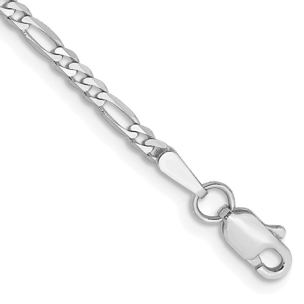 14K White Gold Flat Figaro with Lobster Clasp Anklet