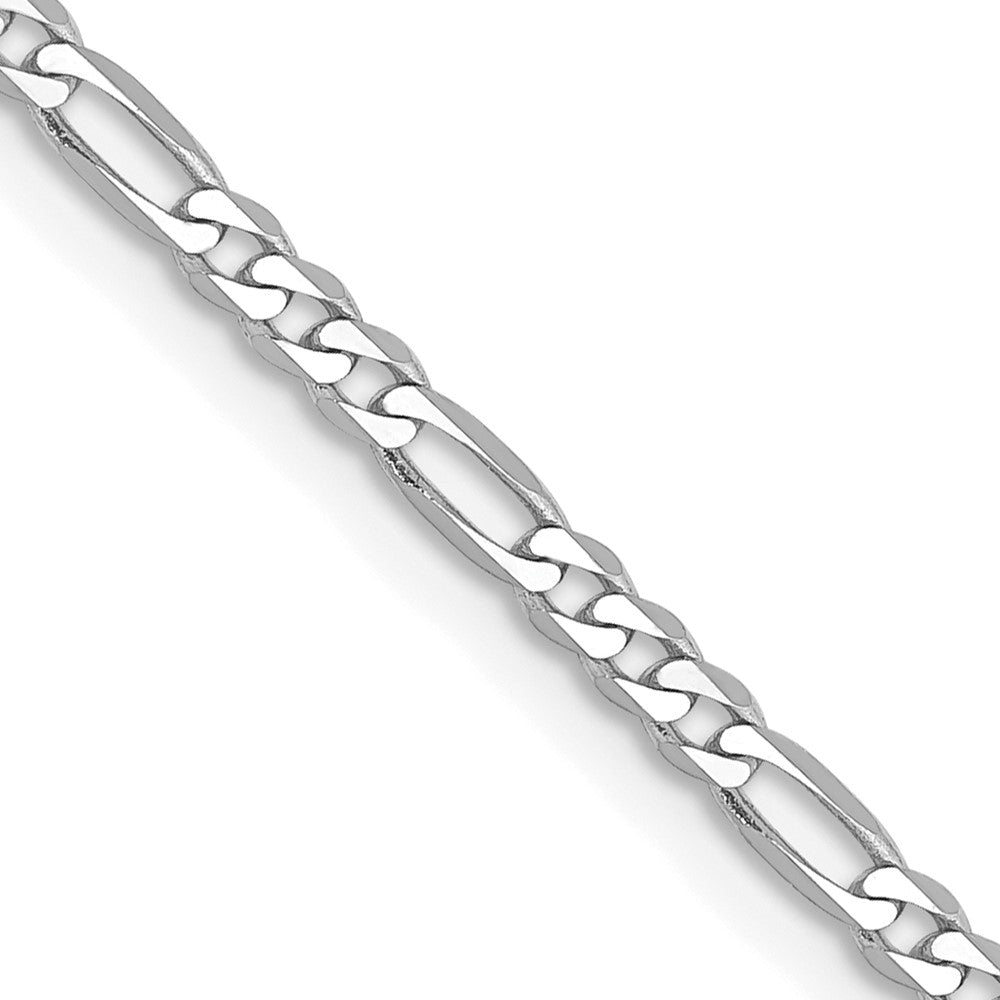 14K White Gold Flat Figaro with Lobster Clasp Chain