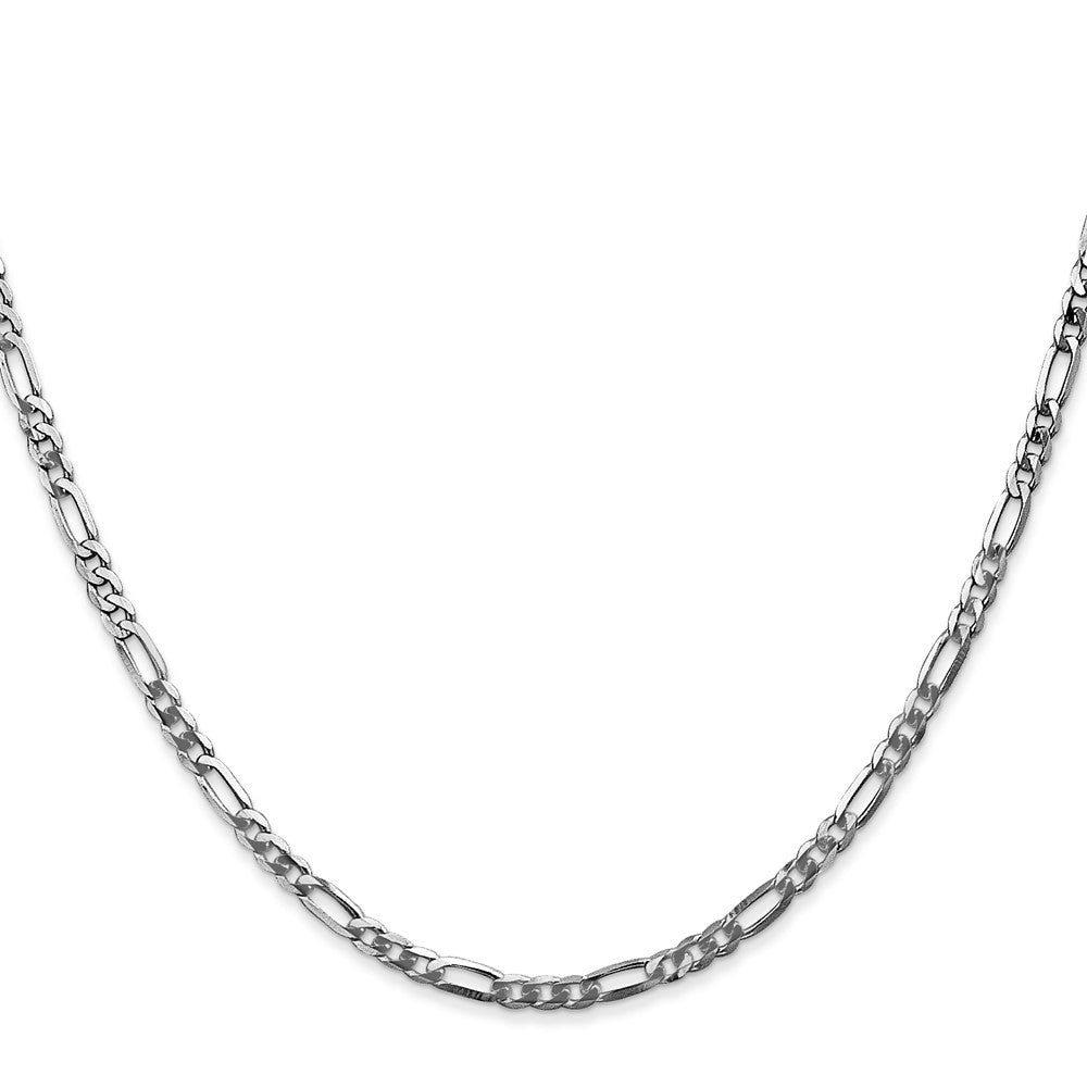 14K White Gold Flat Figaro with Lobster Clasp Chain