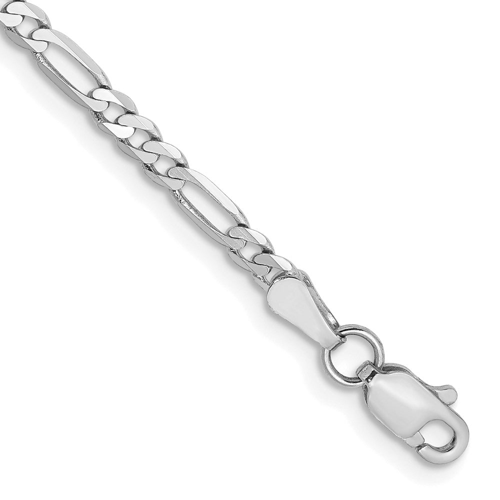 14K White Gold Flat Figaro with Lobster Clasp Anklet