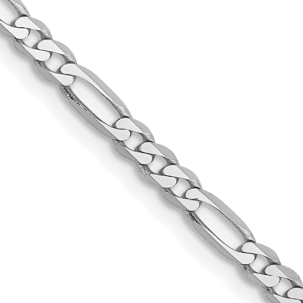 14K White Gold Flat Figaro with Lobster Clasp Chain