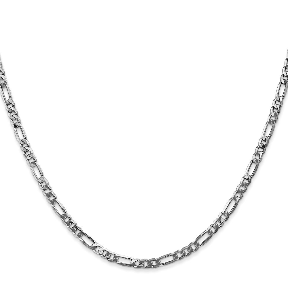 14K White Gold Flat Figaro with Lobster Clasp Chain