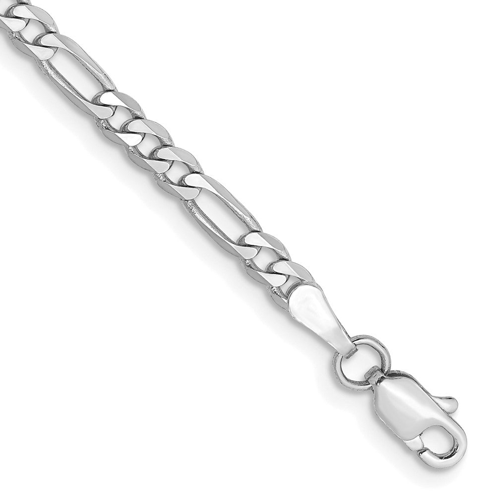 14K White Gold Flat Figaro with Lobster Clasp Anklet