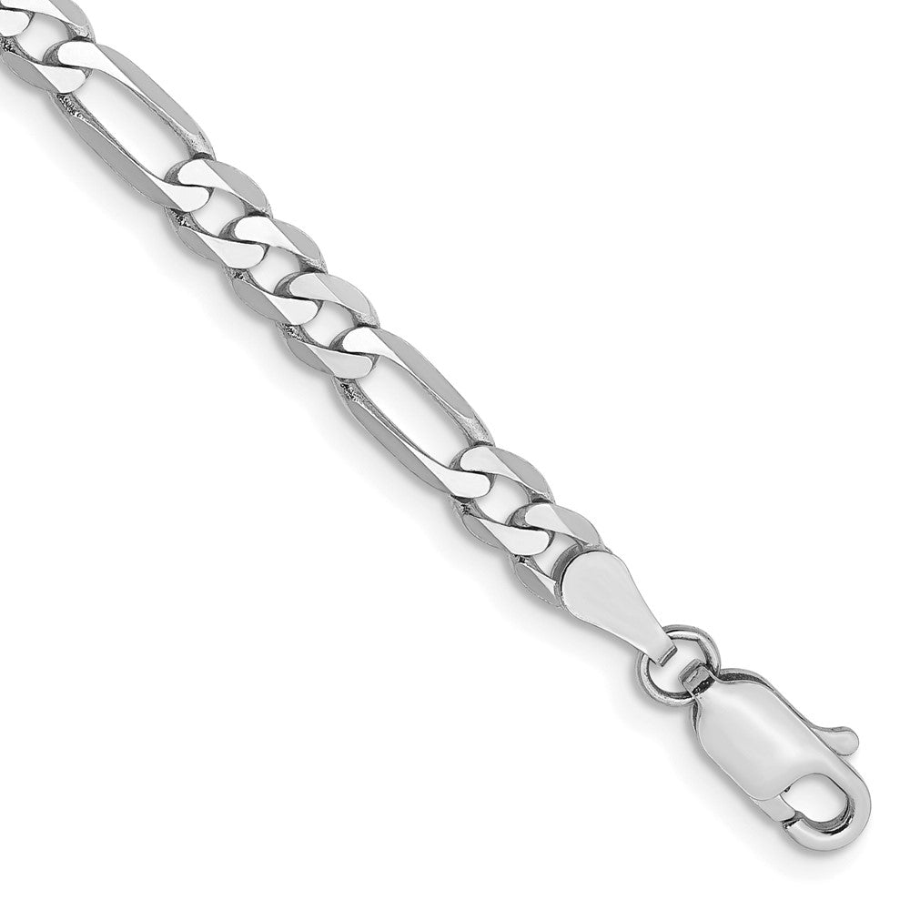 14K White Gold 7 inch 4mm Flat Figaro with Lobster Clasp Bracelet