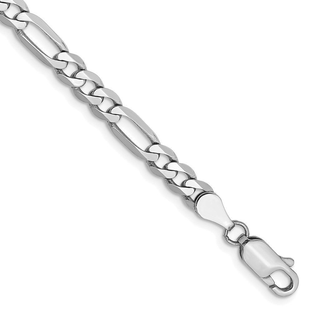 14K White Gold Flat Figaro with Lobster Clasp Bracelet