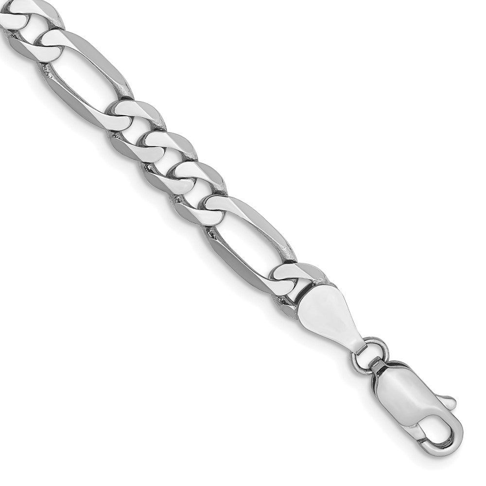 14K White Gold Flat Figaro with Lobster Clasp Bracelet