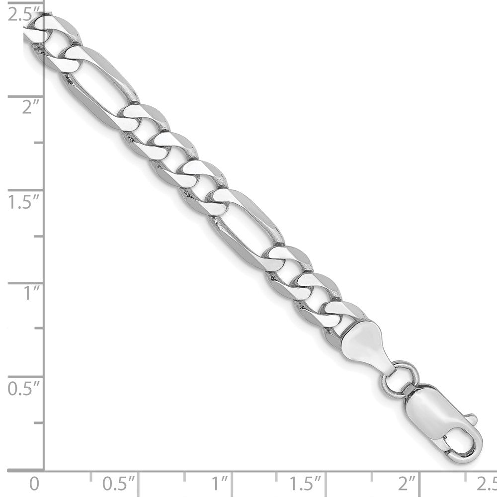 14K White Gold 9 inch 6mm Flat Figaro with Lobster Clasp Chain