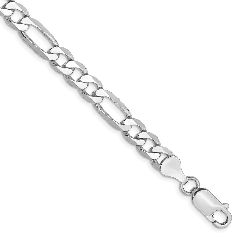 14K White Gold 8 inch 6mm Flat Figaro with Lobster Clasp Bracelet