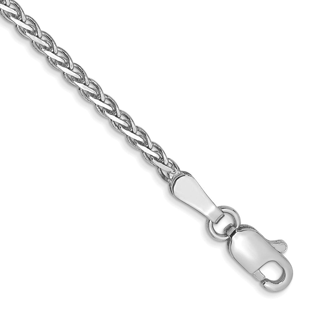 14K White Gold Flat Wheat with Lobster Clasp Bracelet