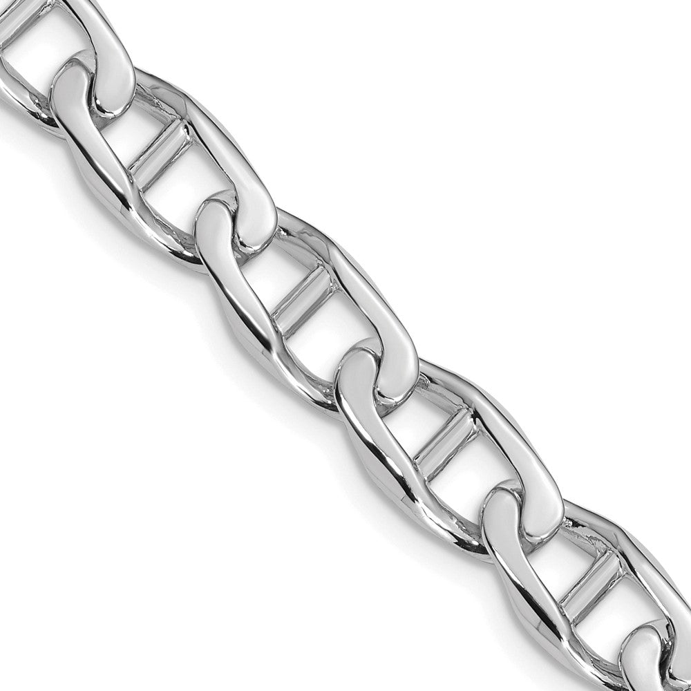 14K White Gold 9 inch 9mm Hand Polished Fancy Anchor Link with Fancy Lobster Clasp Bracelet