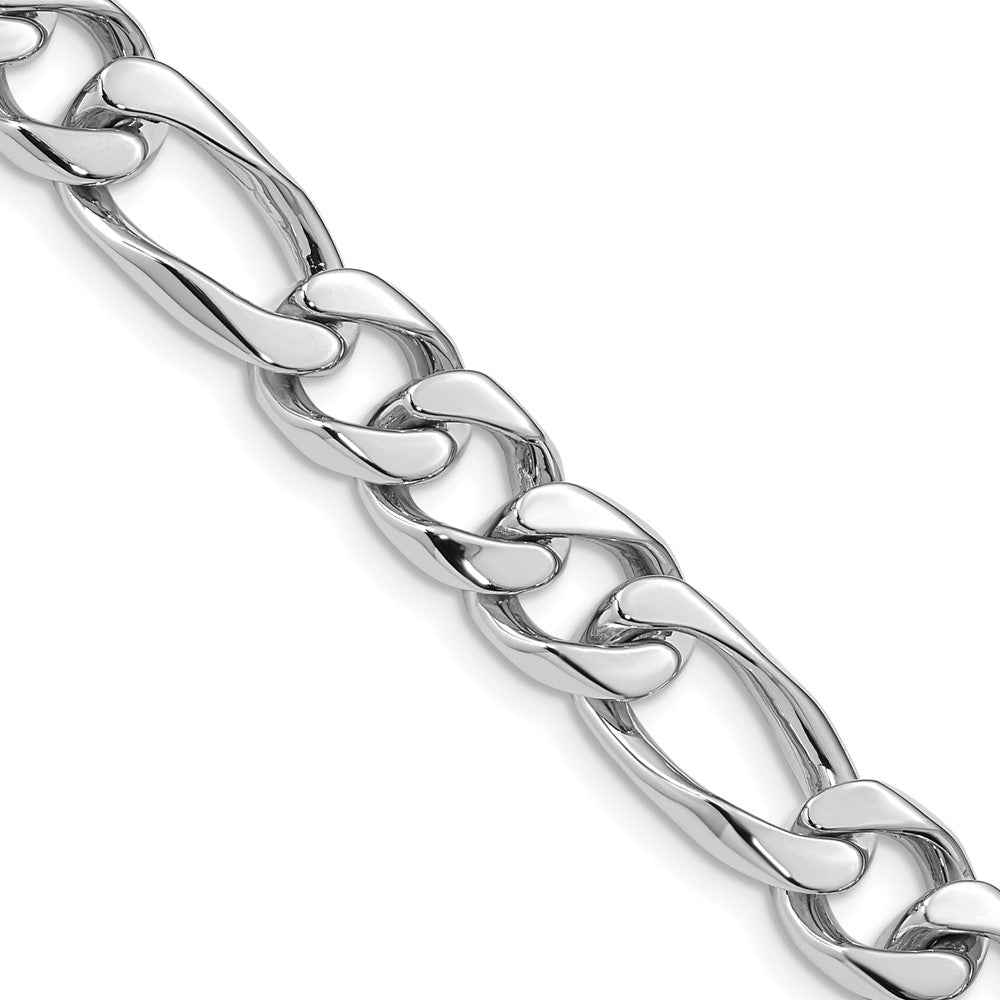 14K White Gold Hand Polished Figaro Link with Box Catch Clasp Chain