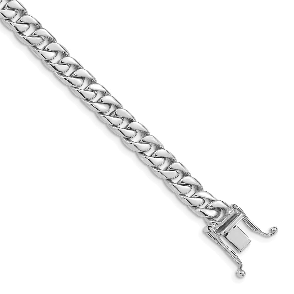 14K White Gold 8 inch 6.8mm Hand Polished Flat Beveled Curb Link with Box Catch Clasp Bracelet