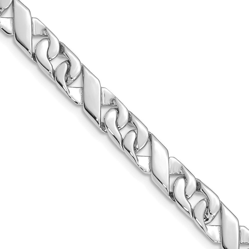 14K White Gold Hand Polished Fancy Link with Fancy Lobster Clasp Chain