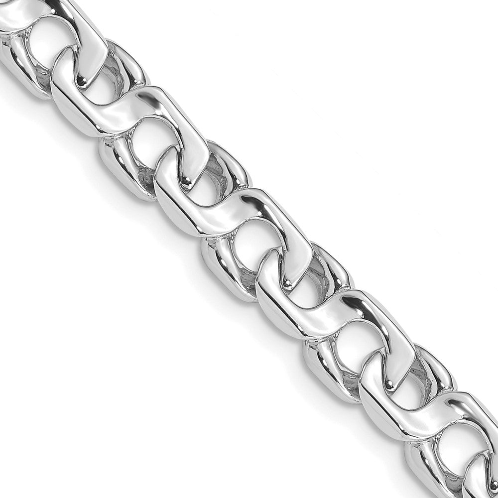 14K White Gold Hand Polished Fancy Link with Fancy Lobster Clasp Chain