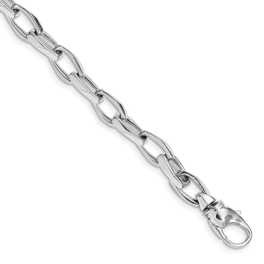 14K White Gold Hand Polished Open Link with Fancy Lobster Clasp Chain