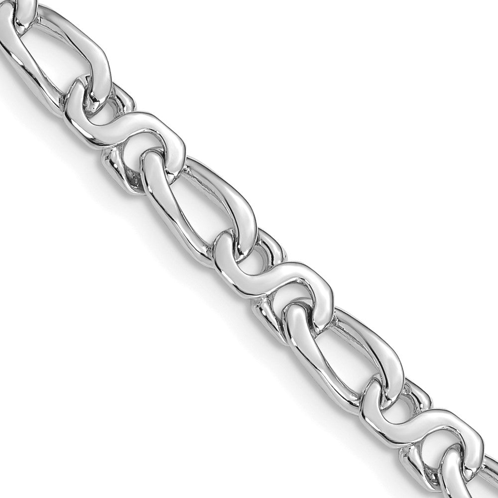 14K White Gold Hand Polished Fancy Link with Fancy Lobster Clasp Chain