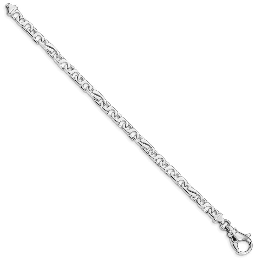 14K White Gold Hand Polished Fancy Link with Fancy Lobster Clasp Bracelet