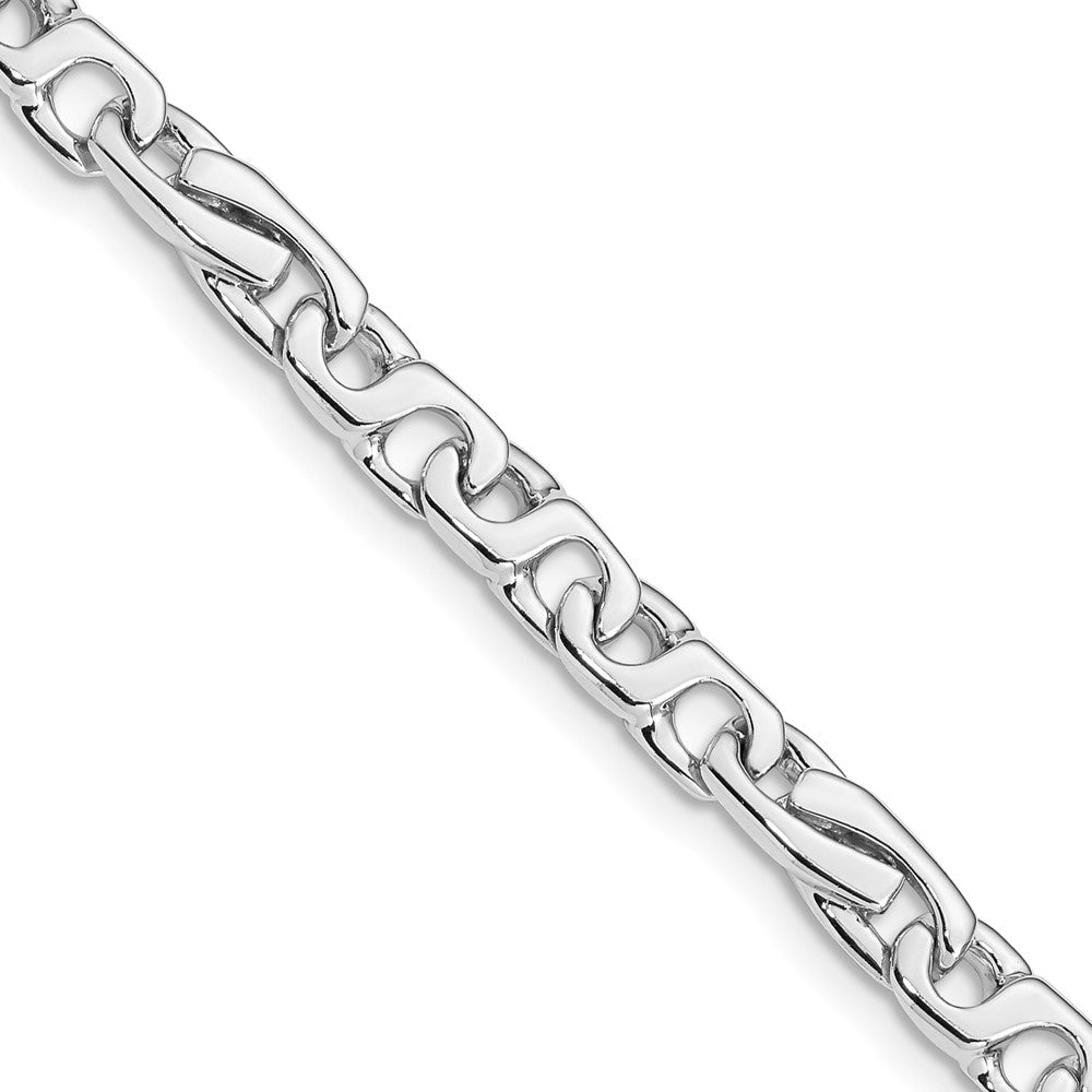 14K White Gold Hand Polished Fancy Link with Fancy Lobster Clasp Chain