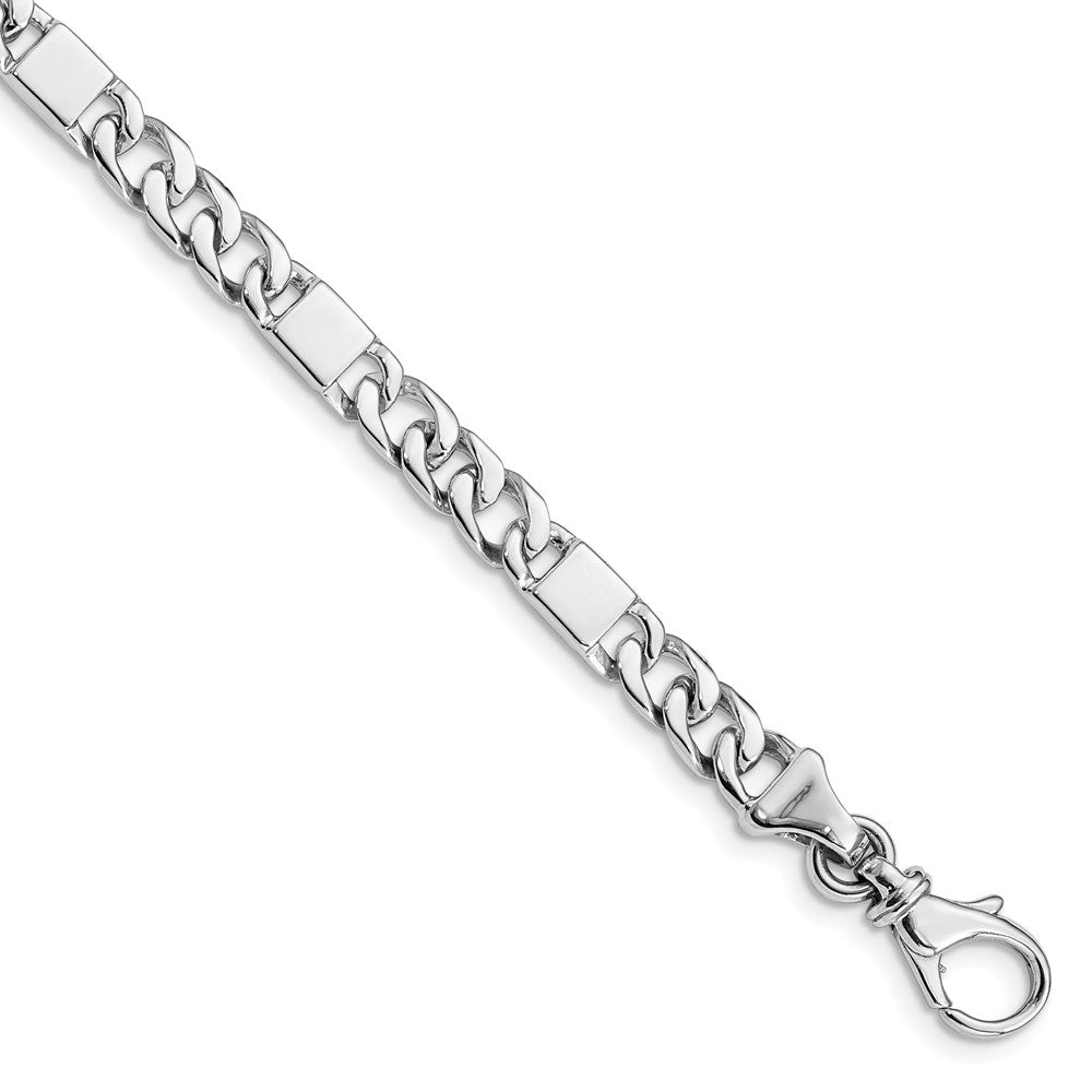 14K White Gold Hand Polished Fancy Link with Fancy Lobster Clasp Bracelet